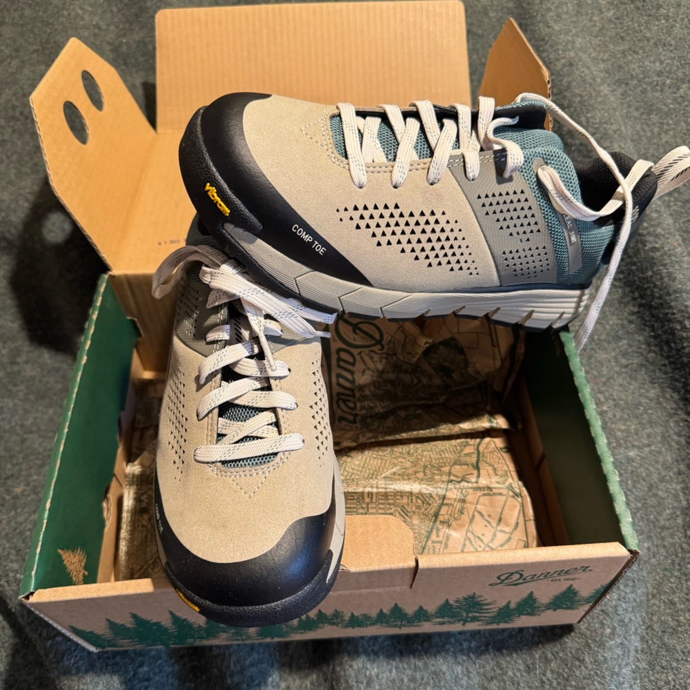 Danner Lead Time Sneaker with Composite Toe in Beige and Turquoise